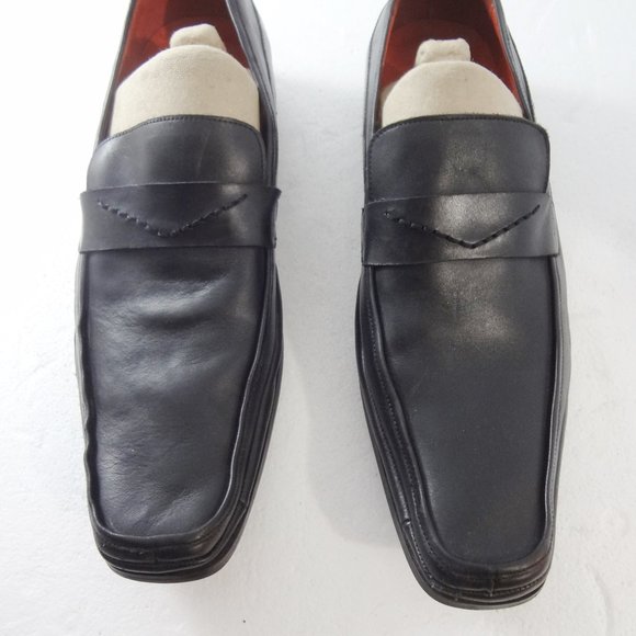 Robert Wayne 9.5 Shale Black Leather Loafers Shoes Slip-On main image 6